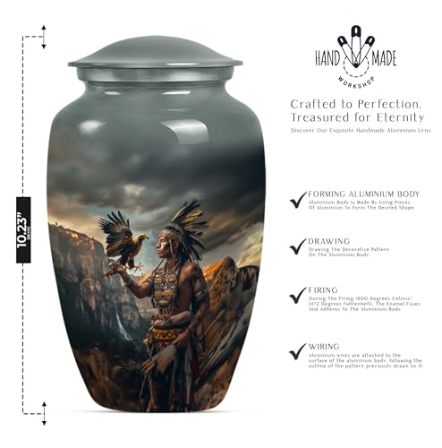 Image of Native American Urns for Ashes - Burial Urns for Human Ashes Adult Male - Cremation Urns for Burial - (10 inch Pack of 1)