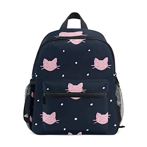 Sac à Dos Enfants Rose Chat Polka Dot Marine Sac de l'école Maternelle pour Enfants en Bas âge...