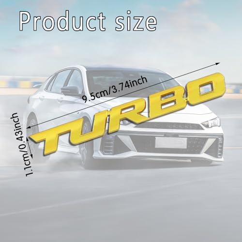 Image of ASUBHA Turbo Car Emblem Decal, Emblems and Badges, 3D Metal Emblem Badge Sticker with Turbo Letters, Universal Car Accessories Zinc Alloy Badge Decals Sticker Fit for Most Vehicles Trucks SUVs