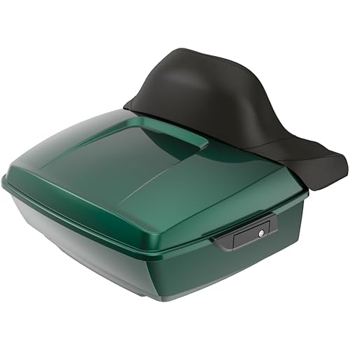 Advanblack Road Glide Tour Trunk Pack Alpine Green King Tour Trunk Pack Luggage +Wrap-Around Backrest Pad for '97-'25 Harley Touring Road King Street Glide Electra Glide CVO models