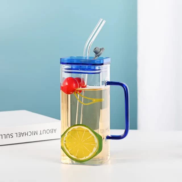Image of Kikiluxxa Beer Can Glass Tumbler With Straw And Lid - 400Ml- Pack Of 1 - Mojito Sipper Mug With Lid For Kids Milk Cup With Straw - Random Clour (Betim Sipper 1) - Multicolor