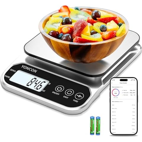 YONCON Smart Food Scale Digital Weight Grams and Oz, 3kg/0.1g Kitchen Scale for Weight Loss, Cooking, Baking, Super Accurate, Easy to Clean and Store, Tare Function (Batteries Included) Cover