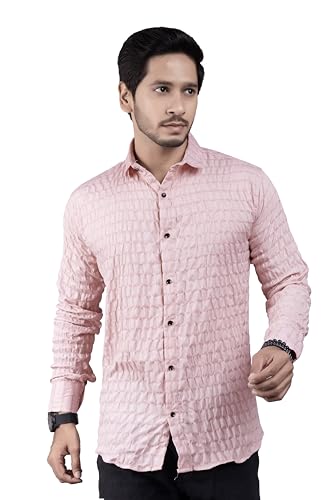 PEARL OCEAN Men's Regular Fit Full Sleeve Collared Neck Casual Sh...