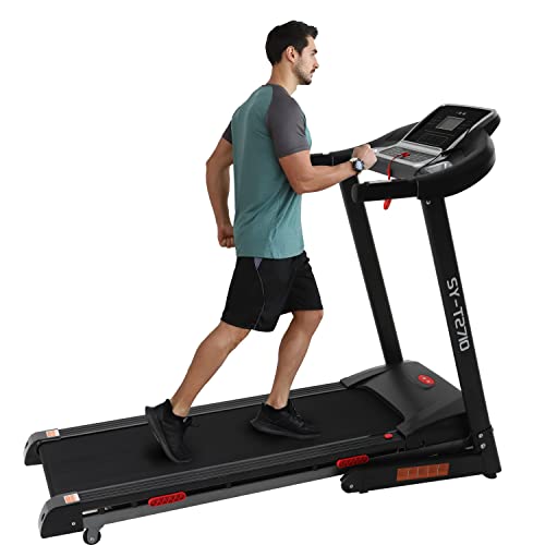 ISE Tapis de Course Inclinable Automatique Pliable, Tapis Course Electrique Motorisé 735W, Tapis de Marche 16KM/H Ecran LCD&12P, Tapis de Sport Fitness Course, Tapis Roulant Bluetooth à Domicile