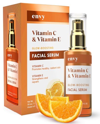 Korean Vitamin C Serum With Vitamin E & Glycerin – Glass Skin – Dermatologist Tested – Dark Spots & Skin Brightening – Anti Aging & Acne Face Serum – Cruelty-Free – All Skin Types – 1.69oz by Envy