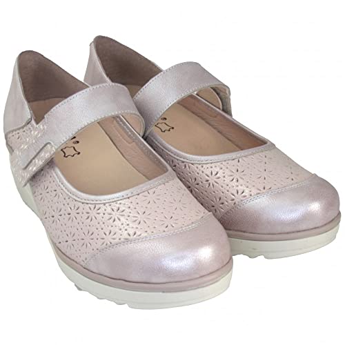 Merceditas en cuir de qualité rose clair ajouré 37 - 6