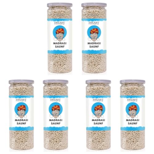 Image of HARIBAS Madrasi Mukhwas (White Madrasi Saunf) In Tin Can| Pure And Premium Mukhwas Mouth Freshener | Thandai Mint Saunf | Good For Bad Breath, Good (White Madrasi Saunf) 200 Gm X 2 (Pack of 3)
