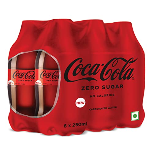 Image of Coca-Cola Zero Sugar, No Calories Soft Drink PET Bottle, 250 ml (Pack of 6)