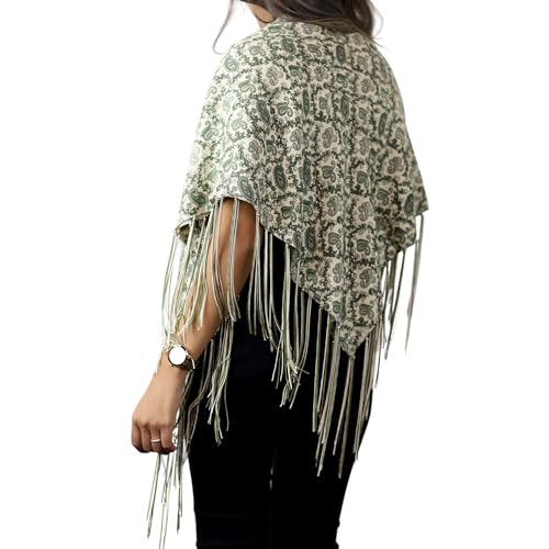 Womens Paisley Print Square Scarf W/Fringes4