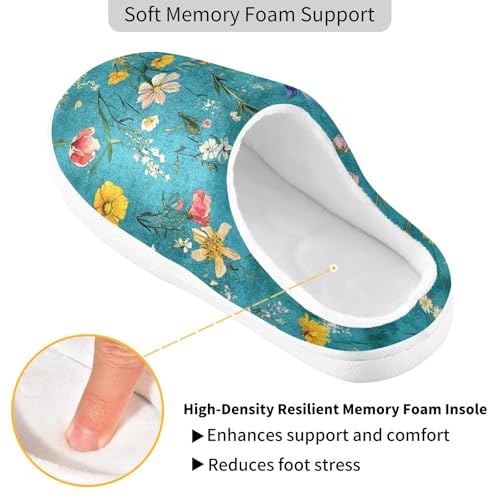 JUNZAN Retro Oberonia Turquoise Mens Cotton Slipper Wide Memory Foam Indoor Shoes for Hotel Funny Presents 6-72