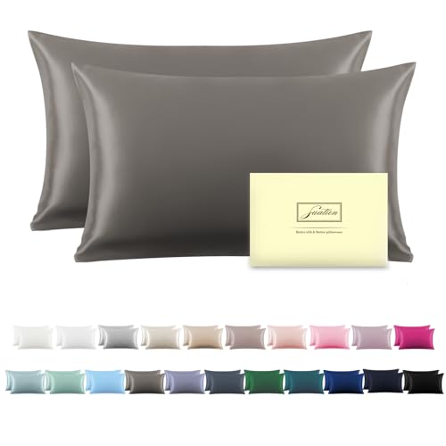 Suatien Mulberry Silk Pillow Cases 2 Pack Standard Size, Gray by Suatien - Used condition - US$25.57