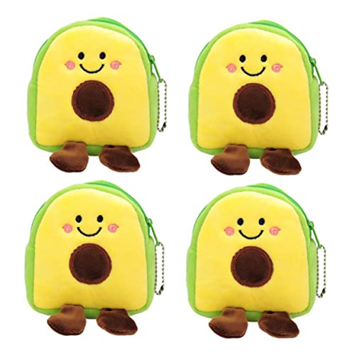 4pcs Avocado Shape Plush Pouch for Girls Lightweight Change Bag for Cash Keys Tissues and Unique Design for Purse Backpack Storage