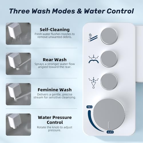 Image of Bidet Attachment for Toilet Seat Non Electric Bidets Self Cleaning Sprayer | Dual Nozzle Water Pressure Bidet with Rear /Feminine Wash Spray-Adjustable Bidets Wash Butt Cleaner for Bathroom