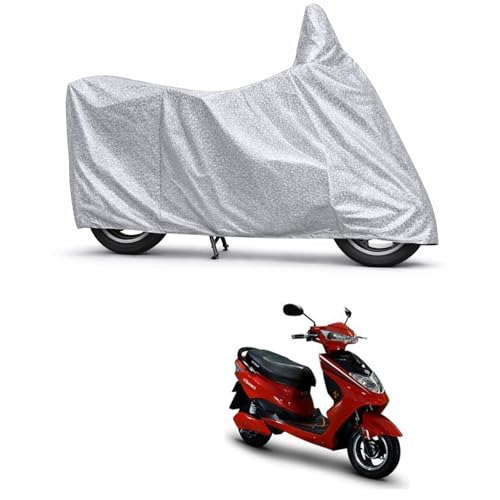 Image of 100% Waterproof Two Wheeler Body Cover Multi Layered Fabric Designed for Okinawa Ridge | Belt Buckle Lock | Silver Mag
