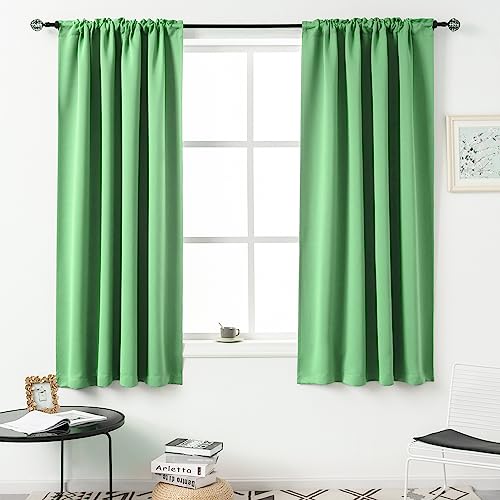 DUALIFE Light Green Curtains 63 Inch Length Room Darkening Window Curtain Drapes for Bedroom Rod Pocket Winodw Curtains Rod Pocket for Living Room 54x63 Inches Long,Mint Green