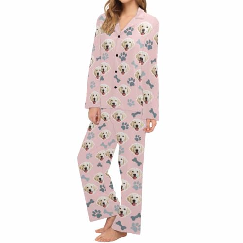 Artsadd Custom Christmas Pajamas for Men Women Personalized Face Pajama Pjs Customized Button Down Pajama Set Gift for Xmas2