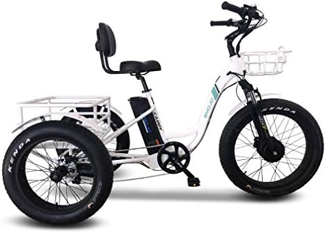 Emojo Caddy Pro/Caddy Electric Tricycle 48V 500W Best Electric Trike 24 Inch Fat Tire 3 Wheel Ebike Electric Bike Lithium Battery Rear Basket Cargo for Heavy-Duty Carrying or Delivery