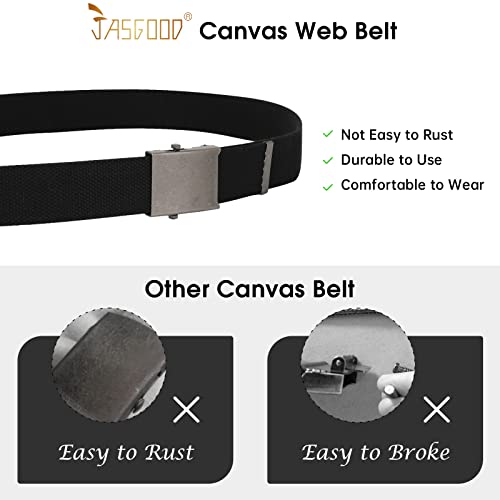JASGOOD 3 Pack Unisex-Adult Military Web Belt Canvas Web Belt for Men Adjustable Cloth Fabric Belt with Metal Buckle4