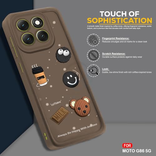 Image of AESTMO Back Case Cover for Motorola Moto G86 5G Cover | Cute Fun Cartoon 3D Ball | Coffee Silicone Case | Full Body Protection | Camera Protection Back Cover for Motorola Moto G86 5G (Brown)