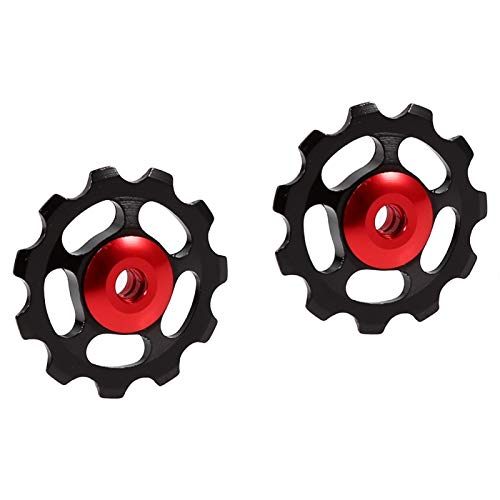 2pcs Derailleur Pulley, Durable Aluminum Alloy 11T CNC Derailleur Jockey Wheel Bicycle Guide Pulley Set Cycling Parts (Black)