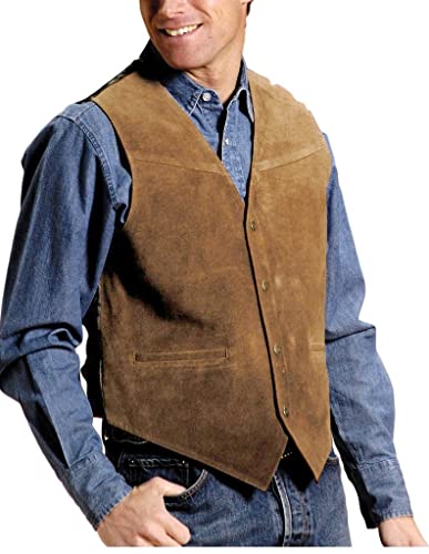 Bylunta Men'S Cowboy Suede Vest Western Vest Casual Cowhide Suede Vest For Men cover