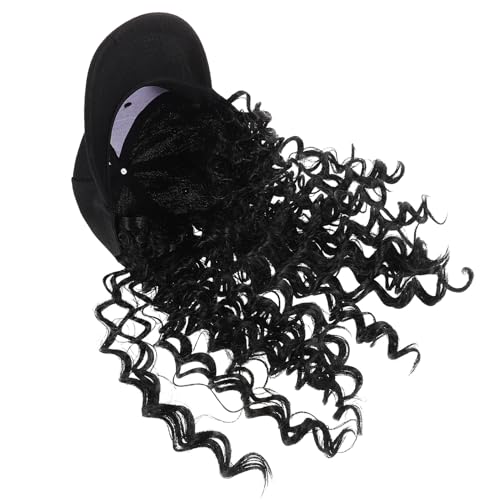 Casquette de baseball avec extensions de cheveux bouclés noirs pour femmes UKCOCO style afro