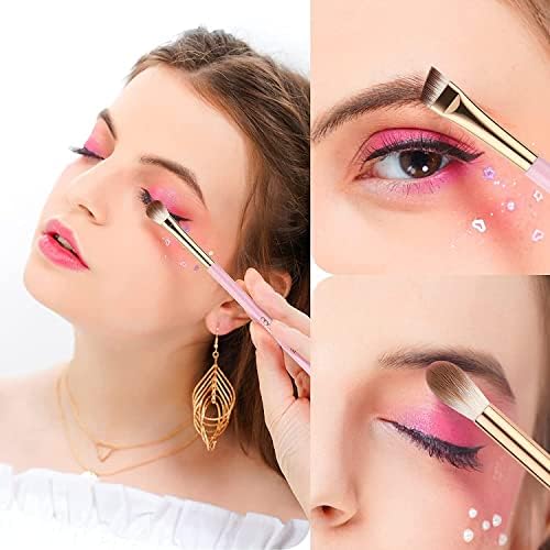 Docolor Eye Makeup Brushes 15Pcs Synthetic Eyeshadow Brush Eye Makeup Brush Set with Soft Hairs Professional Eye Shadow Blending Concealer Eyebrow Eye Liners Premium Eye Make Up Brushes Set(Pink)