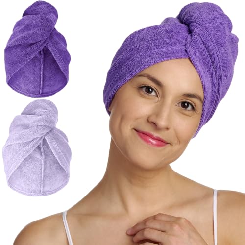 Turbie Twist Microfiber Hair Towel, Dark & Light Purple (2 Pack)