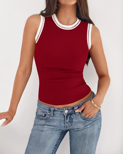 Image of BTFBM High Neck Tank Top for Women Sleeveless Ribbed Y2k Clothes Basic Shirts Going Out Outfits Spring Summer Tops 2026