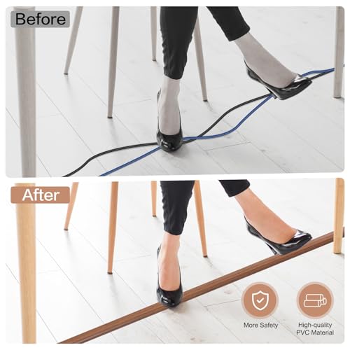 Canaletas para cables adhesivas pasacables suelo PVC marrón madera 5