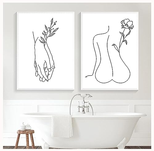 Impressions sur toile d'art corporel abstrait, dessin au trait personnalisable grand format