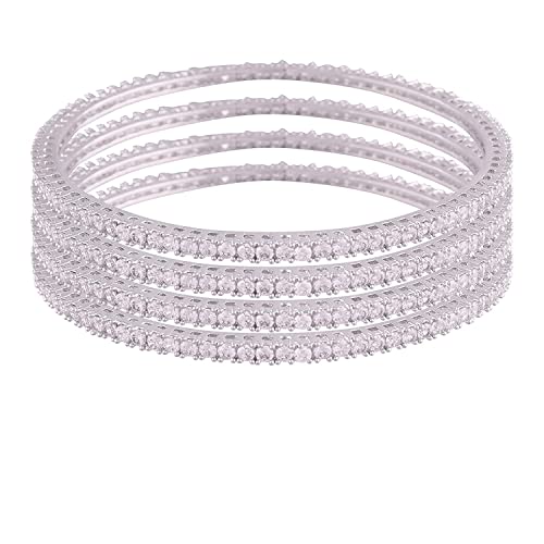 I Jewels 18K Silver Plated Traditional Brass Bangles Encased With CZ American Diamonds For Women/Girls (ADB304S-b) (Set of 4) (B08LGF4F86) Amazon Price History, Amazon Price Tracker