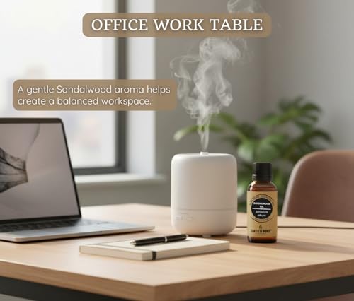 Image of Earth N Pure Diffuser Gift Set | Pack of - 1 Sandalwood Essential Oil Therapeutic Grade - 30ml, 1 Ceramic Aroma Diffuser /Burner, 2 Tealight Candles | for Home Decor