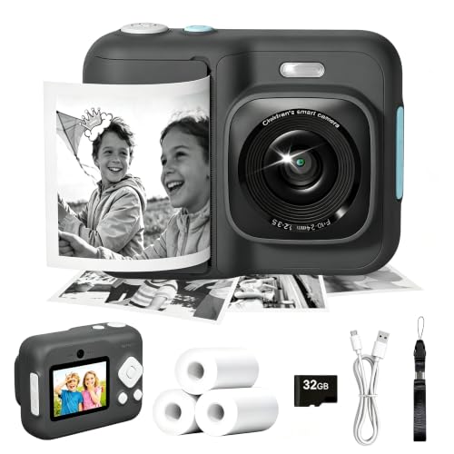 ETIKEZ Kids Camera Instant Print, 1080P with 32GB Card, Black - image 1