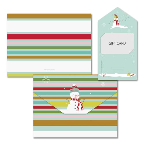 Canopy Street Masterpiece Colorful Snowman Holiday Gift Card Holders / 6 Multi-Color Striped Gift Card Holders / 3