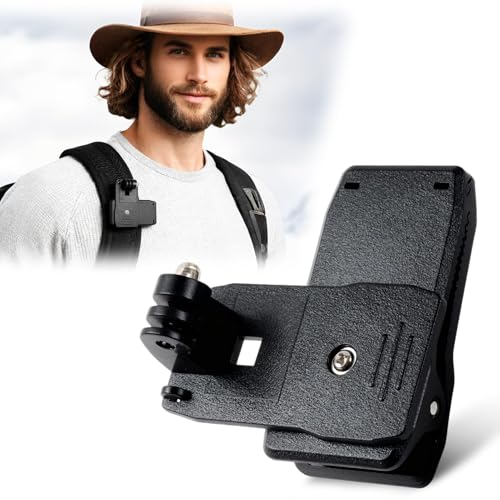 Support Sac à Dos 360° Rotatif compatible avec GoPro Hero 13/12/11/10/9/8 – Pince à Dégagement Rapide pour Caméra Sport, Fixation Épaule