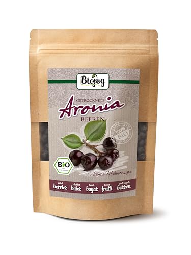 Biojoy Bayas de Aronia secas BÍO (250 g), Frutas enteras, sin azúcar añadido (Aronia melanocarpa)