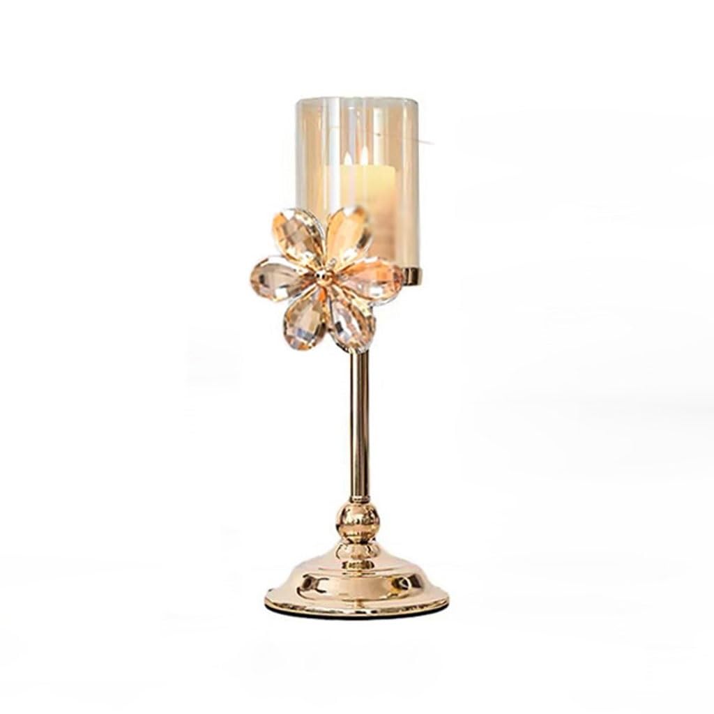 Eines A Candlestick Holders Vintage Crystal Petal Glass Candlestick Home Dining Table Romantic Candlestick Decorative Ornaments Candlesticks Holders For Home Decor(A)