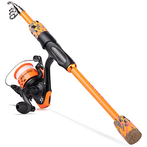 Sougayilang 1.5m Telescopic Fishing Rod and Reel Combo, Orange - Image 3