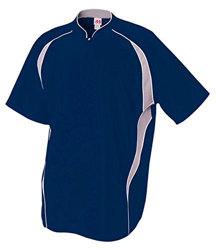 A4 Adult 1/4 Zip Batting Jacket, NVY, Large
