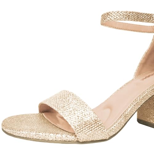 Women's Open Toe Chunky Low Heel Ankle Strap Sandals Silver Dressy Wedding Party Pumps4