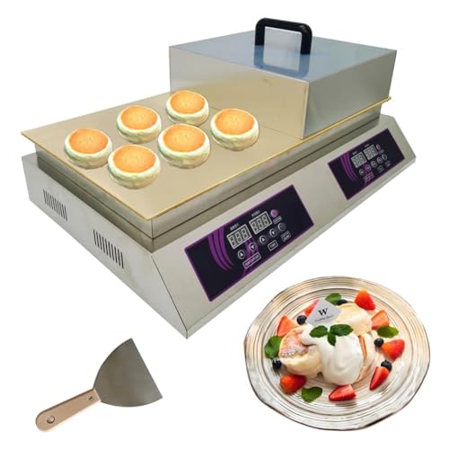 EQCOTWEA Electric Souffle Maker & Dorayaki Baker Stainless Steel with Double Pure Copper Plates 110V 60-240°C Commercial Grade Souffle Pancake & Muffin Griddle Machine Digital Display