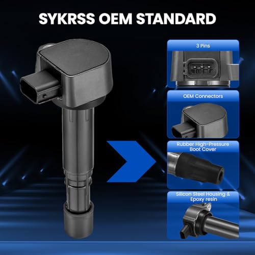 Image of Set of 4 UF400 C1460 Ignition Coil Pack Compatible with Honda Civic 01-05 Compatible with Acura 02-04 EL 1.7L L4 Replacement UF307 UF512 5C1451 E340 521789 IC520 30520P8EA00 30520PVKA01