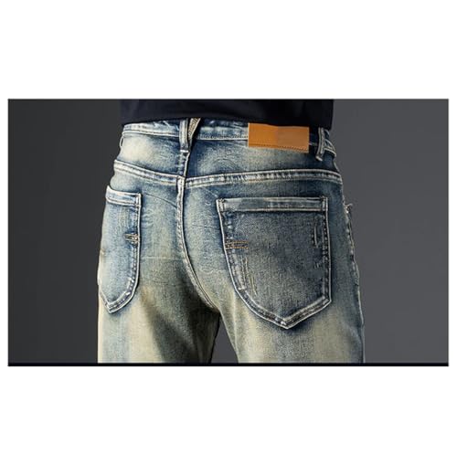 Men's Vintage Washed Jeans Nostalgic Stretch Slim Straight Jeans2