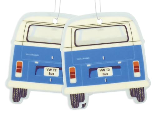 Image of BRISA VW Collection Volkswagen Air Freshener, Room Freshener, Deodorizer for Cars T2 Bus Campervan Motif (Set of 2) (Blue /Sport Fresh)