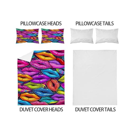 Housse de couette design lèvres gothique en microfibre premium - 4