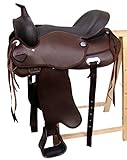Material: Kunstleder A&M Reitsport Baumloser Westernsattel Omaha Braun aus Kunstleder, NEU, Größe:15 Zoll