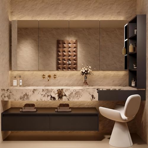 60 in Floating Vanity with Mirror Cabinet