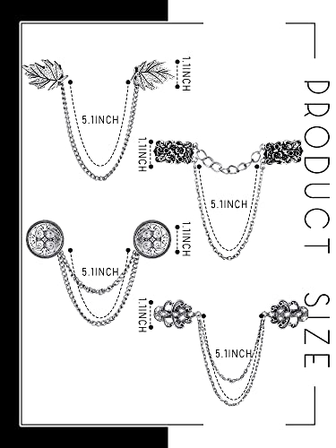 4 Pieces Vintage Sweater Shawl Chain Clips Retro Cardigan Collar Chain Shirt Dresses Brooch Clips for Women Girls(Classic Style)3