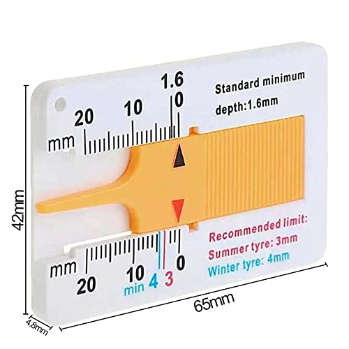 Image of amiciTools Tyre Thread Measuring Gauge, 0~20mm Depth Gauge for Car, Motorcycle and Scooter - Wheels Tyre Check, Compact and Accurate Tyre Wear Tester